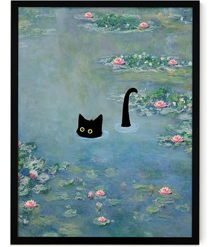 Amazon.co.jp: Hamduker Cat ウォールアート モネプリント ビンテージ